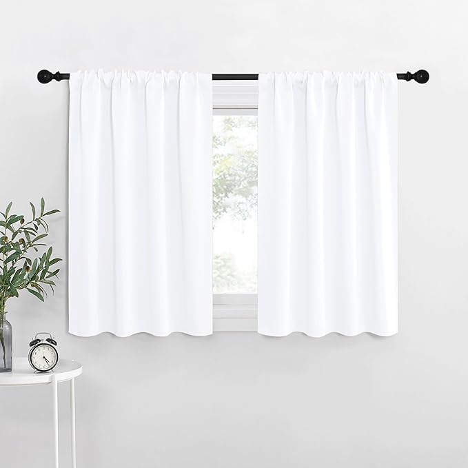 NICETOWN RV Curtains for Camper & Kitchen Windows, Light Filtering Curtains & Drapes for Small Windows (34" Wide x 36" Long, White, 1 Pair) by NICETOWN
