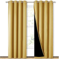 NICETOWN 100% Blackout Window Curtain Panels, Heat and Cold Blocking Drapes with Black Liner for Nursery, 84 inches Drop Thermal Insulated Draperies (Yellow, 2 Pieces, 52 inches Wide Each Panel) by NICETOWN
