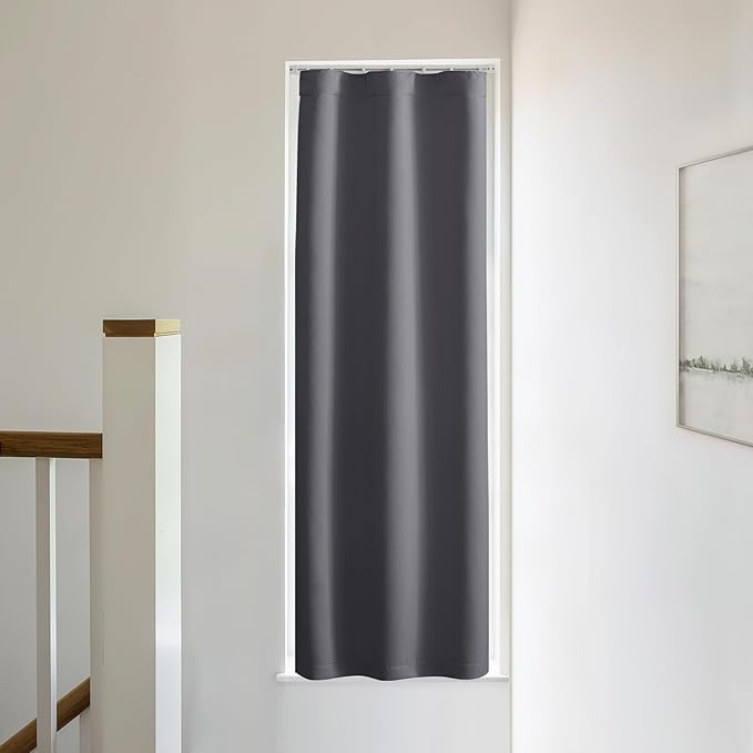 NICETOWN 1 Panel Door Curtain Privacy Thermal Insulated Noise Reducing Blackout French Door Rod Pocket and Ceiling Track Window Covering for Kitchen, Patio Front, Bedroom, Grey, 25" W x 72" L - Image 7