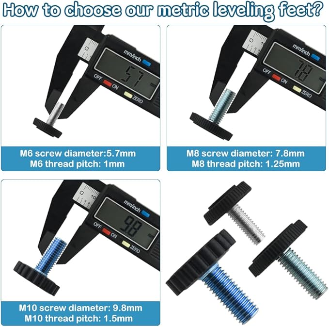 TOVOT 24PCS M8×1.25mm(Pitch) Furniture Leveling Feet Table Feet Screw on Adjustable Furniture Levelers for Chair Cabinet Sofa - Image 3