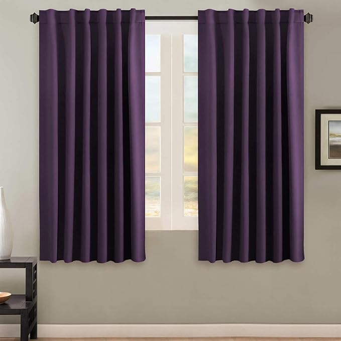 H.VERSAILTEX Blackout Curtains Thermal Insulated Window Treatment Panels Room Darkening Blackout Drapes for Living Room Back Tab/Rod Pocket Bedroom Draperies, 52 x 63 Inch, Plum Purple, 2 Panels by HVERSAILTEX