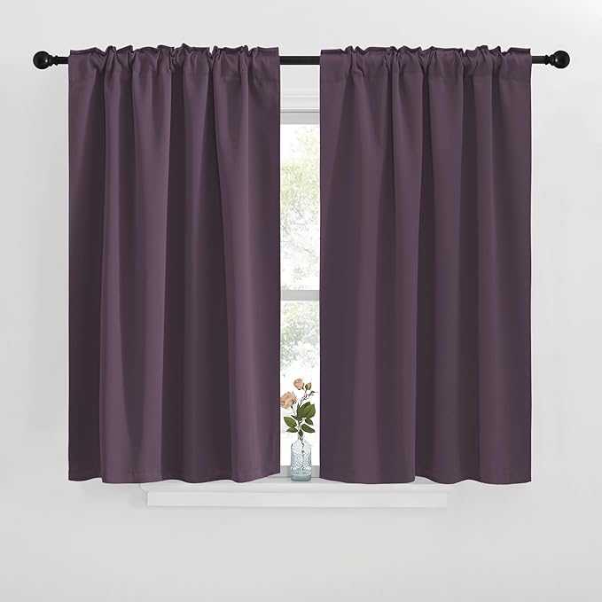 NICETOWN Window Treatment Blackout Curtains and Draperies - (Plum Color) 42x40 inch, 2 Panels, Room Darkening Blackout Panel Drapes for Bedroom - Image 2