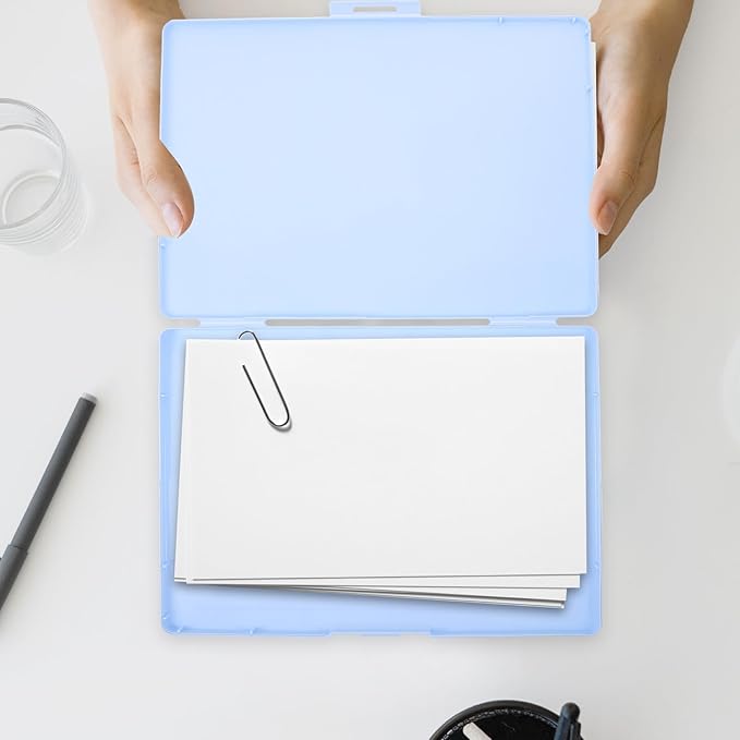 A4 Large Capacity Document Storage Box with Lid, Sky Blue Plastic Card Organizer and Certificate Holder, Multi-functional Office File Organizer for Business and Home Use - Image 3