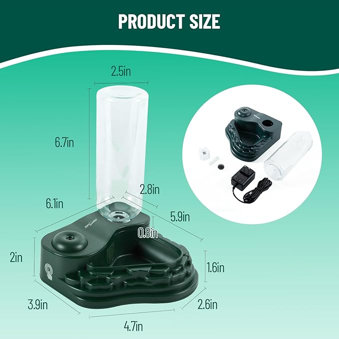 REPTI ZOO Water Feeder and Fogger, 2 in 1 Reptile Humidifier with Water Bowl, Automatic Water Dispenser for Chameleon Frog Lizard Gecko - Image 3
