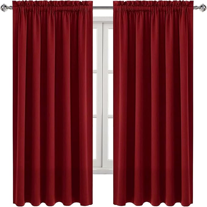 DWCN Blackout Curtains for Bedroom – Rod Pocket Thermal Insulated Noise Reducing Noise Reducing Drapes for Living Room, W 60 x L 63 Inch, 2 Panels, Burgundy - Image 9