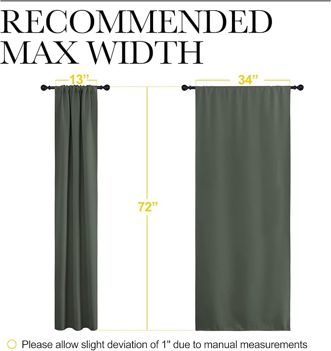 NICETOWN Bedroom Curtains Blackout Draperies - All Season Thermal Insulated Solid Rod Pocket Top Blackout Curtains/Drapes for Kid's Room (Dark Mallard, 1 Pair, 34 x 72 Inch) - Image 7