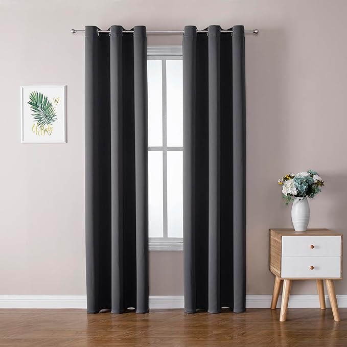ChrisDowa Blackout Curtains 78 inches Long for Bedroom - 2 Panels Set Grommet Thermal Insulated Room Darkening Curtains for Living Room (Dark Grey, 42 x 78 Inch) by ChrisDowa
