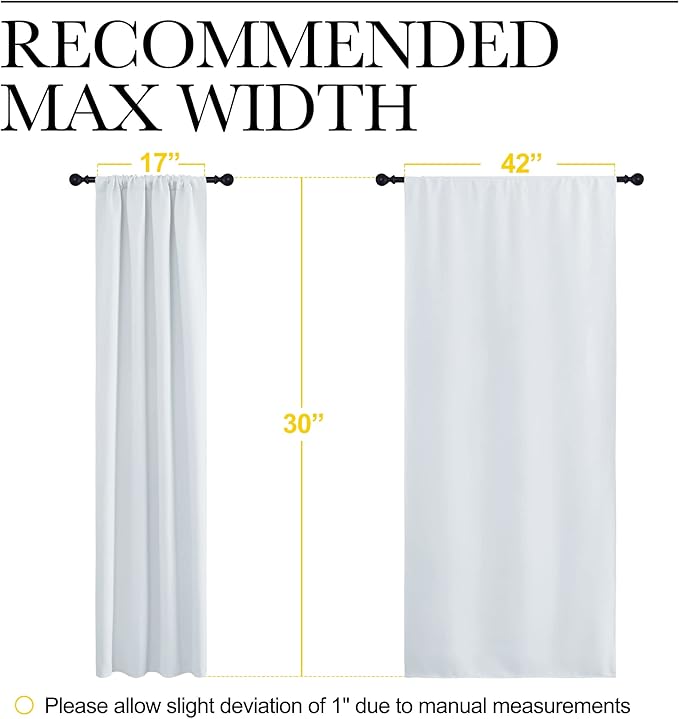 NICETOWN Greyish White Window Curtain Panels, RV Bunk Curtains, Thermal Insulated Rod Pocket Room Darkening Curtain Sets for Loft (Greyish White, 2 Panels, 42 in x 30 in (W x L)) - Image 7