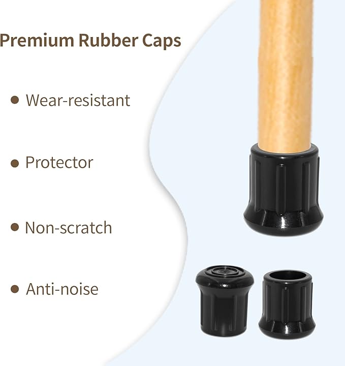 Flyshop 1", 25 mm Chair Leg Caps Furniture Table Covers Floor Protectors Non-Scratch Odourless Synthetic Rubber Leg Tips Straight Round 8 Pack - Image 6