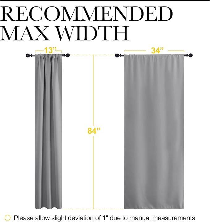 NICETOWN Silver Grey Window Curtains for Bedroom - Home Decoration Thermal Insulated Rod Pocket Blackout Blinds & Drapes for Small Windows (Silver Grey, 2 Panels, W34 x L84 -Inch) - Image 7