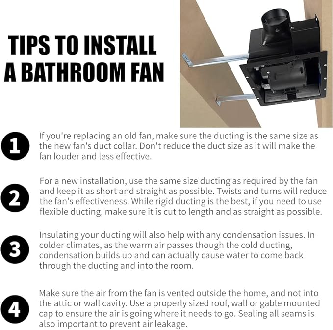 BV Bathroom Exhaust Fan 110CFM - Bathroom Fan 1.2 Sones, 4" Duct Collar, Rooms Up to 110 Sq. Ft.| Energy-Saving Ventilation Fan - No Attic Access & Ultra-Quiet | Energy Star, HVI 2100 & UL Certified - Image 7