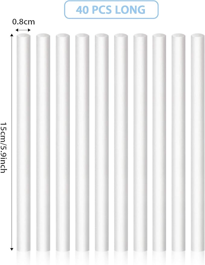 40 Pieces Humidifier Filter Cotton Refill Travel Mini Humidifier Filters Sticks Car Filters Replacement Parts for Portable Personal USB Powered Smart H20 in Office Bedroom(5.9 Inch) - Image 3