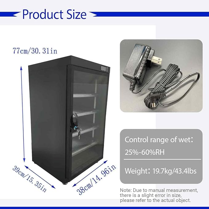 100L Electronic Camera Storage Dry Cabinet, 5 Layers Camera Digital Dehumidifying Dry Box for Lens and Electronic Equipment Storage - Image 2