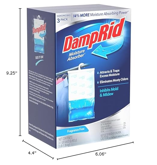 DampRid Fragrance Free Hanging Moisture Absorber, 16 oz., 3 Pack - Eliminates Musty Odors for Fresher Air, Ideal Moisture Absorbers for Closet, 14% More Moisture Absorbing Power* - Image 9
