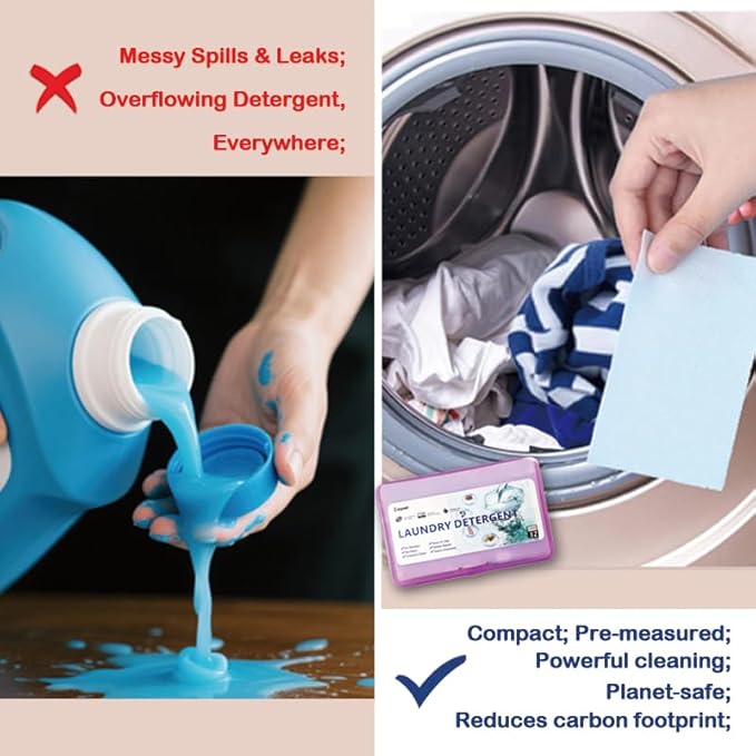 Laundry Detergent Sheets | Ultra-Portable | Travel Size | 32 Loads, 5-Second Dissolve | TSA-Approved & Eco-Friendly | 2X Stain Removal Tech | HE-Safe Detergent Sheets, Fresh Botanical Scent - Image 3