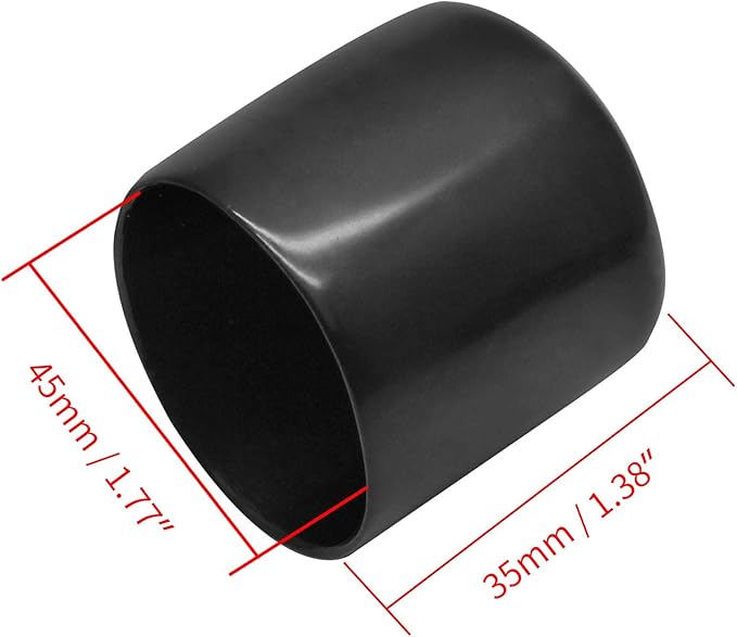 12Pcs Round Rubber End Caps 1-3/4" (45mm) ID Vinyl Flexible Bolt Chair Foot Covers Screw Thread Chair Leg Protectors for Round Tubing Bolt Desk Chair Leg (Black) - Image 2