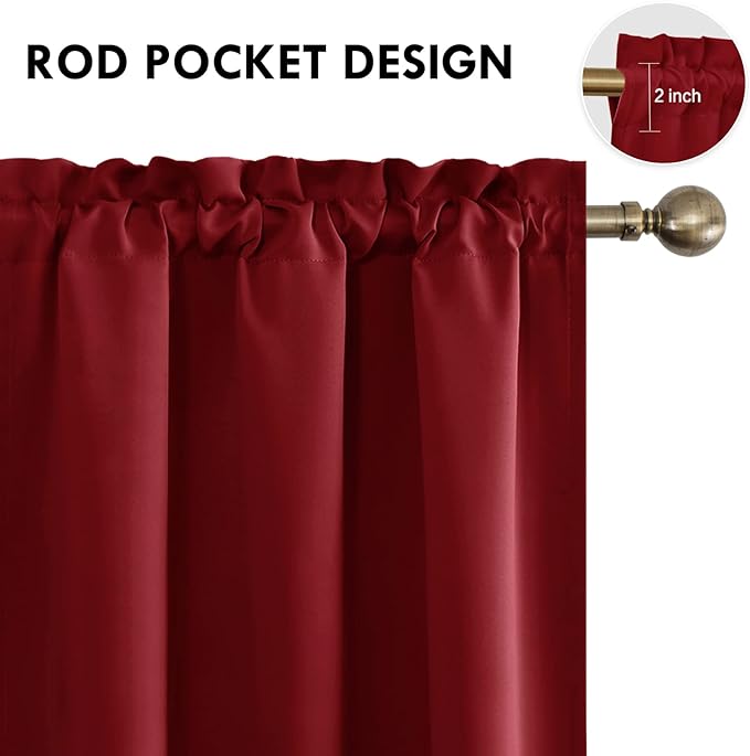DWCN Burgundy Room Darkening Blackout Curtains - Thermal Insulated Privacy Energy Saving Window Curtain Drapes 42 x 63 inch Length, Set of 2 Bedroom Living Room Curtains - Image 4