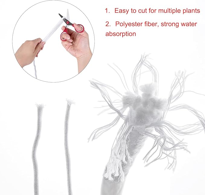ORIMERC 30 feet 1/8 inch Self Watering Capillary Wick Cord Vacation Plant Sitter DIY Hydroponic Wicking Self-Watering Planter Pot Automatic Water System Device Potted Violet Auto Seedling Waterer Rope - Image 8
