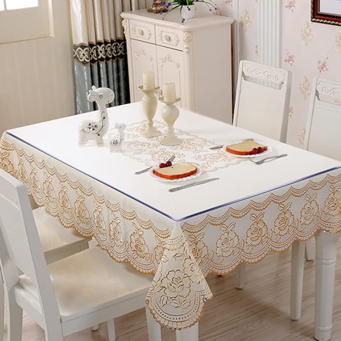 42x78 Clear Vinyl Dining Table Protector Tablecloth Plastic Desk Pad Mat Wooden Furniture Coffee Glass End Side Dinner Bar Table Cloth Top Protection Countertop Cover Waterproof Rectangular PVC - Image 5