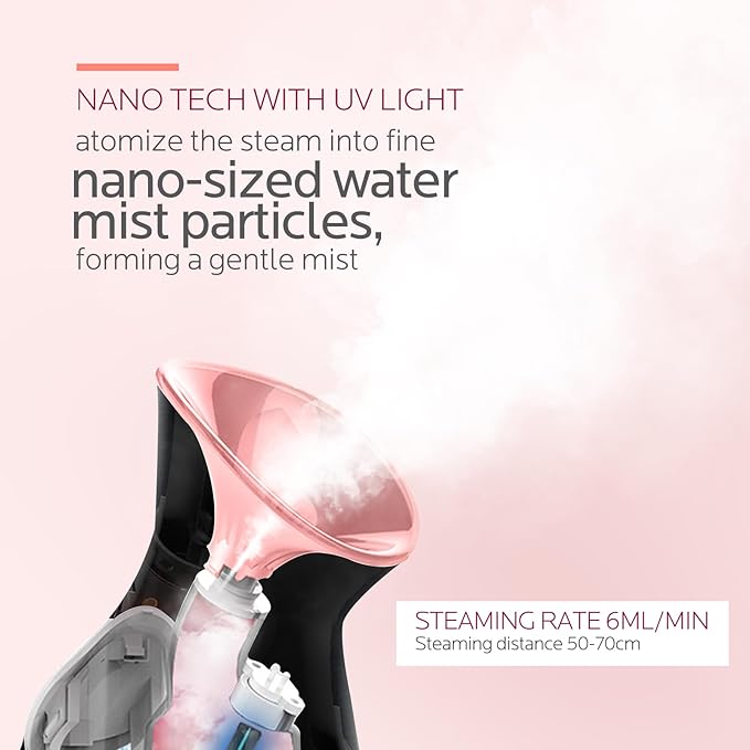 Colorfarm Facial Steamer Nano Ionic: Face Steamer Deep Cleaning Unclogs Pores - Humidifier Warm Hot Mist Home Sauna Spa for Women Men Sinuses Moisturizing - Image 2