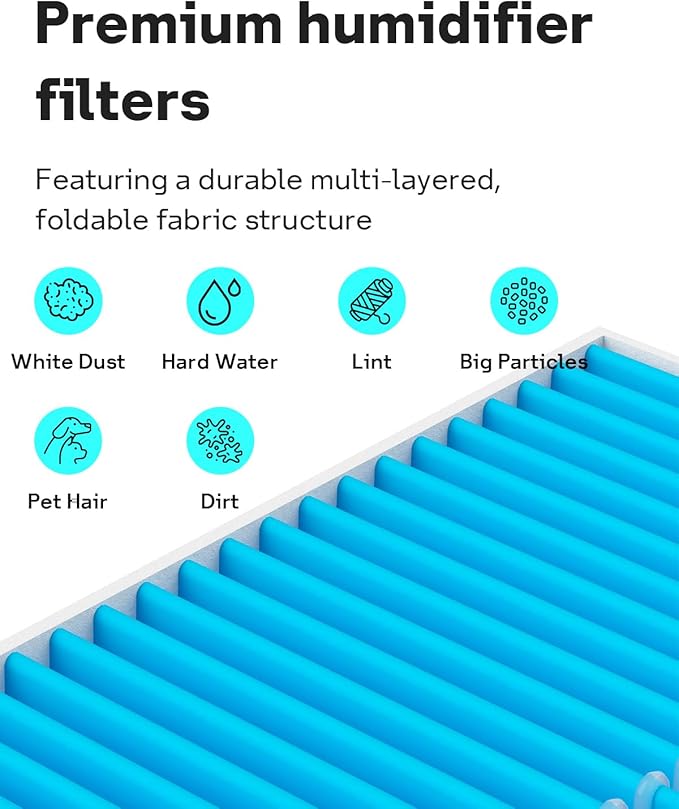 Leemone 12-Pack 6000S Humidifier Wick Filter Replacement for LEVOIT Superior 6000S Smart Evaporative Humidifier, Effectively Capture Large Particles and Minerals - Image 5