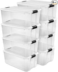 Sterilite 8-Pack Ultra Latching Box, Storage Bins with Lids, Clear Plastic, 116 Quart - Heavy-Duty Organizing Containers for Closet, Bathroom, and Office by Sterilite