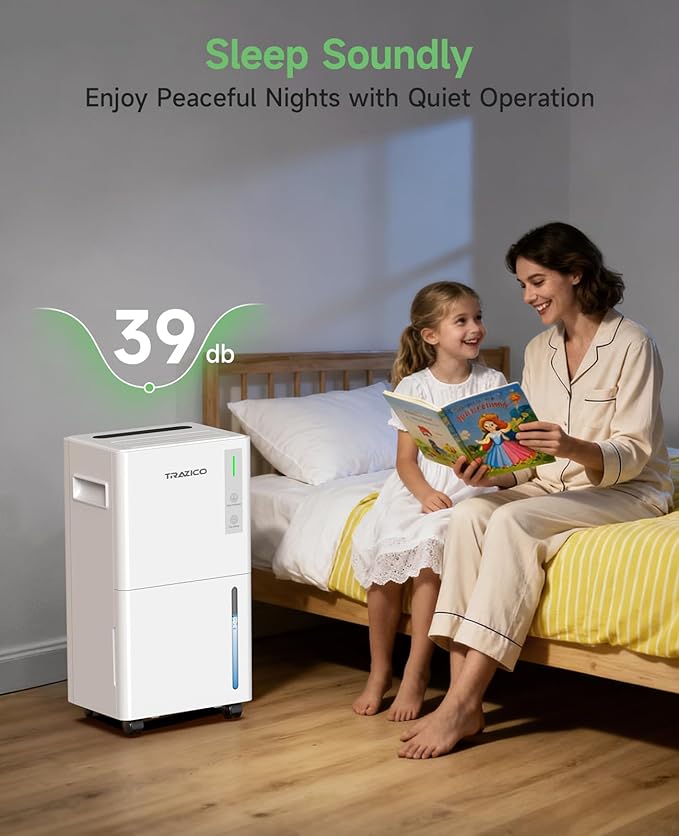 1500 Sq.ft Dehumidifier for Basement, Trazico 21 Pint Quiet Dehumidifiers for Home with Drain Hose, Smart Humidity Control, 3 Modes, 24H Timer, Auto Defrost, for Large Room, Bedroom, and Bathroom - Image 5