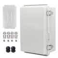 Waterproof Electrical Box with Mounting Plate, IP67 Junction Box Stainless Steel Latch Hinged Grey Cover Project Enclosure with Wall Bracket and 2 Glands 10.2" x 6.3" x 3.9" by YETLEBOX