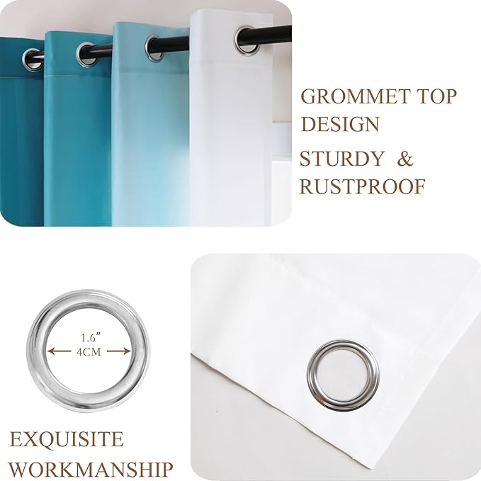 L.Z.E Teal and White Ombre Privacy Curtains 84 Inches Long 2 Panels Set Teal Green Light Filtering Non-See-Through Curtains & Drapes for Living Room Nursery Elegrant Window Treatment Grommet Top - Image 4