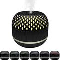 Essential Oil Diffuser 300ml for Home Bedroom, Aromatherapy Oil Diffuser with 3H 6H Timer, 7 Color Light, USB Type-C, Hollow Design, Auto Shut-Off(Dark Woodgrain, Openwork) by Unknown