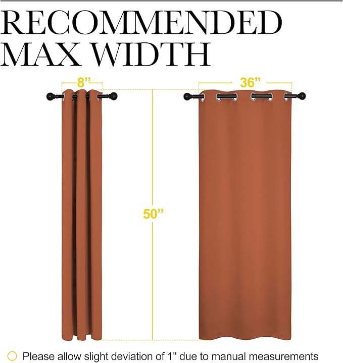 NICETOWN Bedroom Curtains 50 inches Long, Privacy and Thermal Insulated Blackout Drapes for Windows (Burnt Orange, 1 Pair, 42 x 50 inches) - Image 7