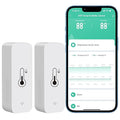 Tuya Smart Wireless Battery Powered Humidity and Temperature Sensor, Free Data Storage Export, Long-Lasting for Home/Basement/Baby Room, Alexa Compatible, Real-Time Alerts via App (2 Pack) by PHOVOLT