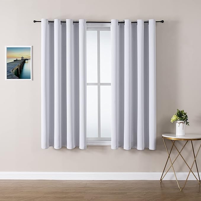 ChrisDowa Grommet Room Darkening Curtains for Bedroom and Living Room - 2 Panels Set Thermal Insulated Blackout Curtains (Greyish White, 52W x 54L) by ChrisDowa