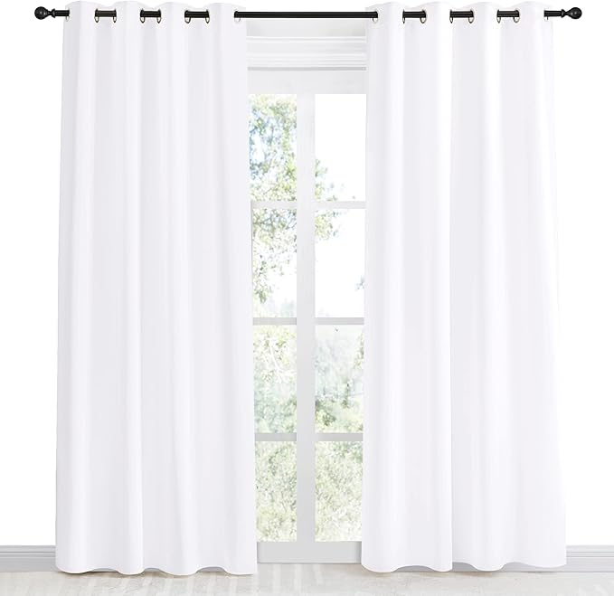 NICETOWN Room Darkening Window Treatment Curtain, Pure White, Single Panel, 55 by 86, Energy Smart Thermal Insulated Block Out Sunlight Shade & Blind for Bedroom with Grommet Ring Top - Image 2