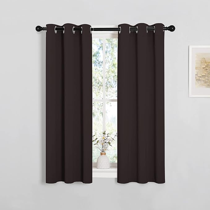 NICETOWN Blackout Curtain Panels for Bedroom Window, Triple Weave Microfiber Energy Saving Thermal Insulated Solid Grommet Blackout Draperies and Drapes (1 Pair, 29 inch by 45 inch, Toffee Brown) - Image 2
