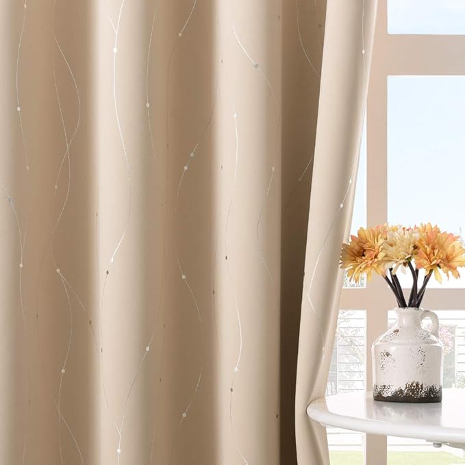 NICETOWN Bedroom Room Darkening Curtains - Triple Weave Microfiber Grommet Top Thermal Insulated Solid Room Darkening Panels/Drapes for Kid's Room (Biscotti Beige, 1 Pair, 52 inches by 95 Inch) - Image 7