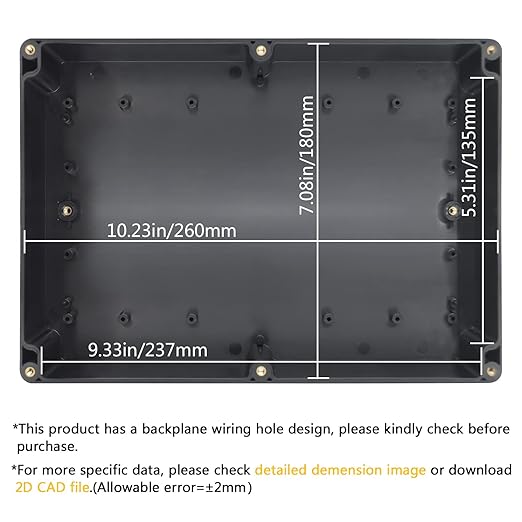LeMotech Electrical Box ABS Plastic Project Box IP65 Waterproof Junction Box Project Case Universal Enclosure for Electronics Black 10.3X 7.1x 2.3 inch (263x182x60mm)（Pack of 1 - Image 3