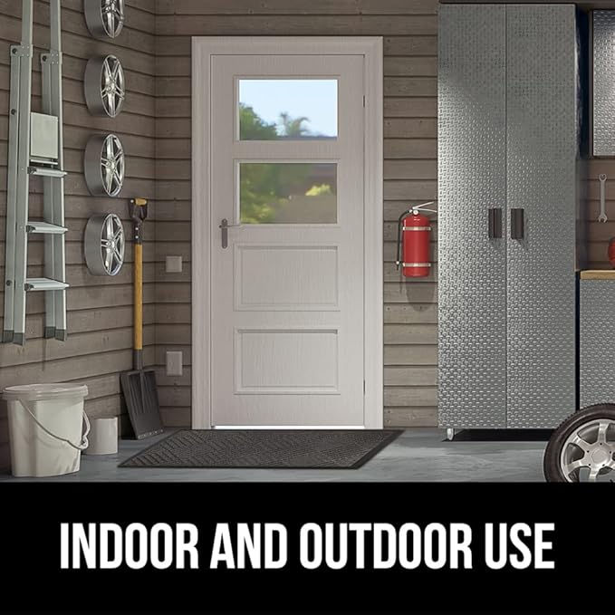 GORILLA GRIP 100% Waterproof All-Season WeatherMax Doormat, 72x24, US Designed Natural Rubber, Stain and Fade Resistant, Low Profile Indoor Outdoor Door Mats, Easy Clean Patio Mat, Gray Diamond - Image 9
