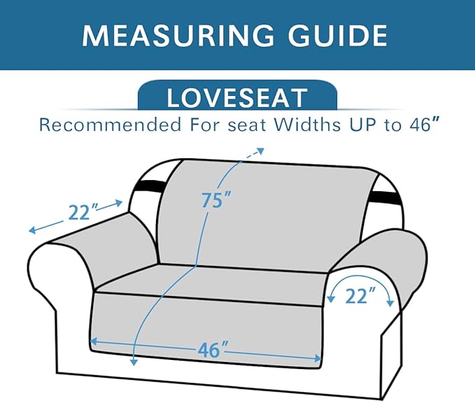 H.VERSAILTEX 100% Waterproof Sofa Slipcover Washable Loveseat Cover for 2 Cushion Cover Non-Slip Furniture Protector with Puppy Paw Silicone Backing Couch Cover for Pets Dogs (Loveseat, Off White) - Image 3