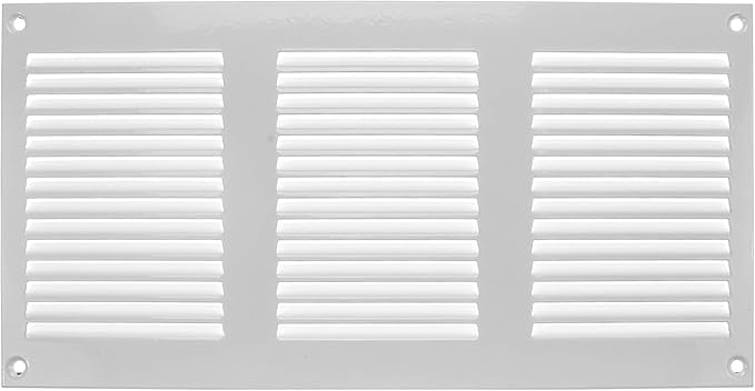 Vent Systems 12'' x 6'' Inch (Overall Dimensions) White Metal Vent Duct Cover - Louvered Rectangular Return Grill with Built in Mesh Screen - HVAC Ventilation Grille for Home Improvement by VentSystems