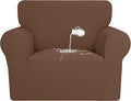 PureFit 100% Dual Waterproof Couch Cover Slipcovers for Couches and Sofas - Stretch Non Slip Fleece Sofa Covers Washable, Leakproof Furniture Protector for Kids, Pets, Dog (Chair, Brown) by PureFit
