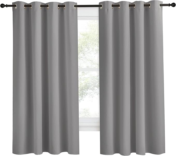 NICETOWN Blackout Curtain & Drape 68 inch Length, 55 inch Wide, Sold by 1 Panel, Silver Grey Color, Noise Reducing Drapery for Living Room/Farmhouse - Image 2
