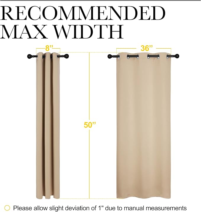 NICETOWN Room Darkening Draperies Window Curtain Panels, Thermal Insulated Grommet Room Darkening Curtains for Bedroom (Biscotti Beige, 2 Panels, W42 x L50 -inch) - Image 7