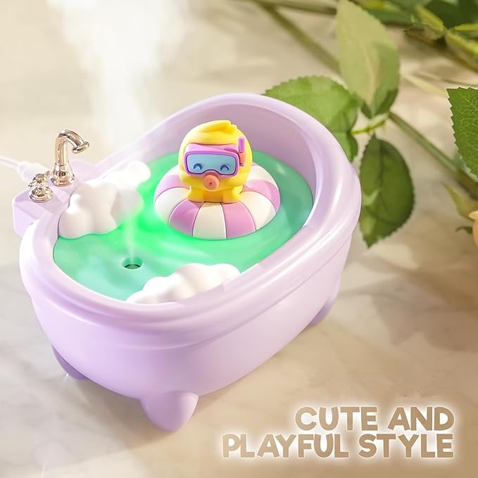 Cute Humidifier for Bedroom,Top Fill 0.34L Desk Mini Humidifier Aroma Diffuser,Cool Mist,20db Quiet,Easy Clean,Colorful Light, Auto Shut off,Small Humidifier for Baby Room,Plants,Home,Office (Purple) - Image 4