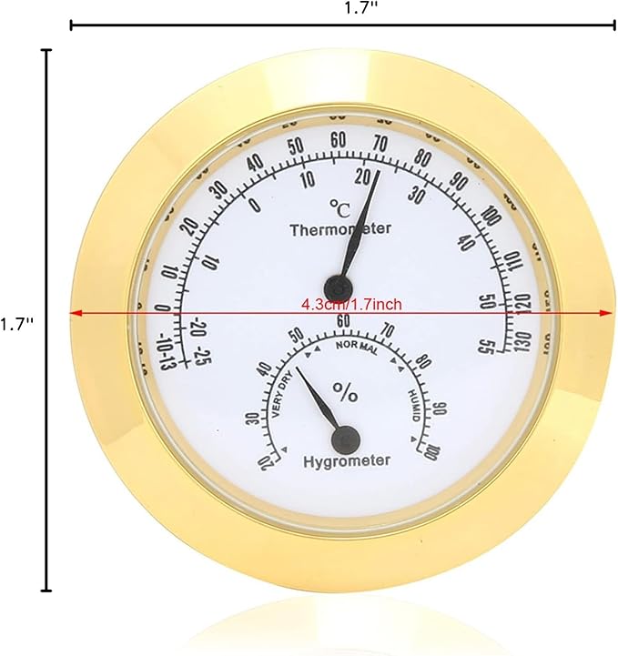 Tbest Guitar Analog Hygrometer,Round Alloy Digital Thermometer Hygrometer Humidity Temperature Meter for Violin Guitar Case for Indoor and Outdoor - Image 10