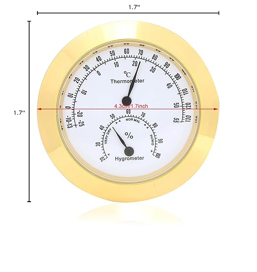 Thermometer Hygrometer, Temperature Humidity Monitor for Indoor Outdoor Instruments (Gold) Hygrometer For Cigar Humidor Humidor Hygrometer Humidor Cigar Box Acoustic Guitar Hygrometer - Image 10