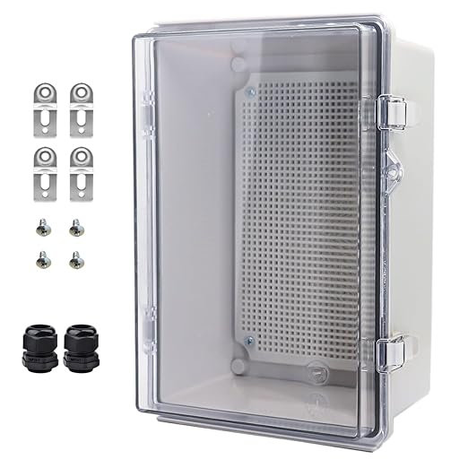 Outdoor Waterproof Electrical Box Junction Box Weatherproof IP67 ABS Plastic Enclosure Switch Router Project Box Electronics Enclosure with Mounting Plate Wall Bracket Clear 11.4"x7.5"x5.5" by YETLEBOX