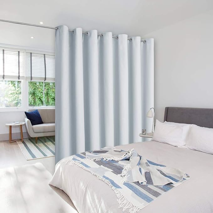 NICETOWN Room Dividers Heavy Curtains Screens Partitions, Function Thermal Insulated Blackout Patio Sliding Door Divider Room Curtain Panel, Extra Wide Curtains, 8.3ft Wide x 7ft Long, Greyish White by NICETOWN