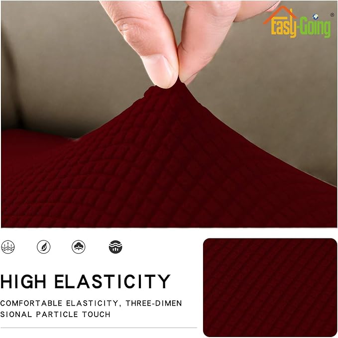 Easy-Going Stretch Loveseat Cushion Cover Sofa Cushion Furniture Protector Sofa Seat Sofa Slipcover Sofa Cover Soft Flexibility with Elastic Bottom(Loveseat Cushion, Wine) - Image 4