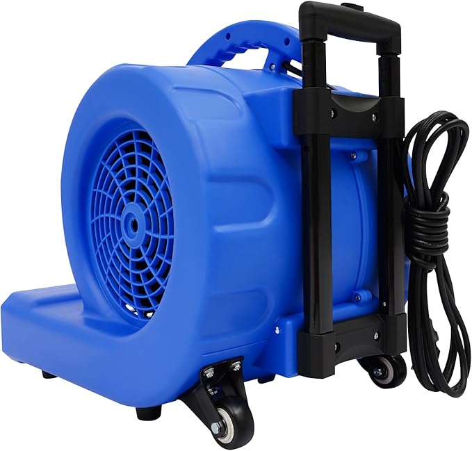 1HP Air Mover, 6-Hours Timer Carpet Dryer, Floor Drying Fan with 3 Speeds/3 Adjustable Angles/16.4 Ft Power Cord, 2300 CFM, Blue - Image 4